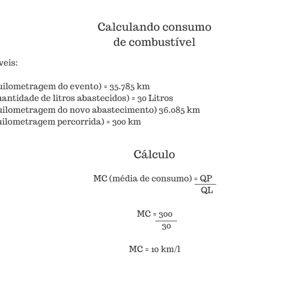 Calculo Consumo M Dio De Combust Vel Itransport